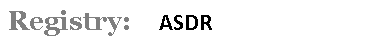 Text Box: Registry:    ASDR